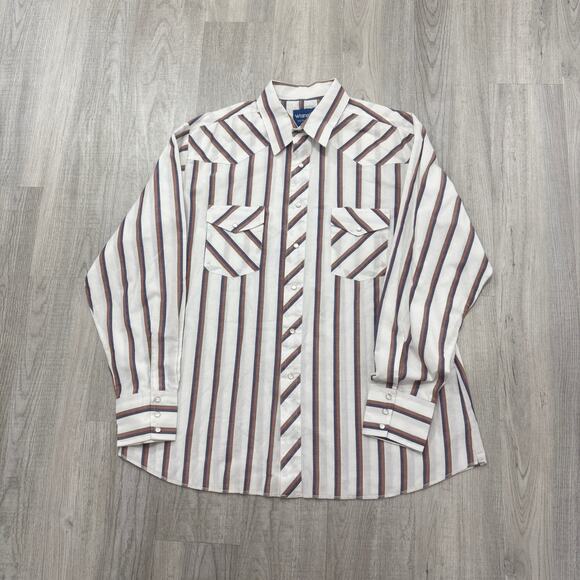 Vintage Wrangler Western Snap Button Shirt Men's Extra Large Striped 90s Cowboy - Picture 1 of 7